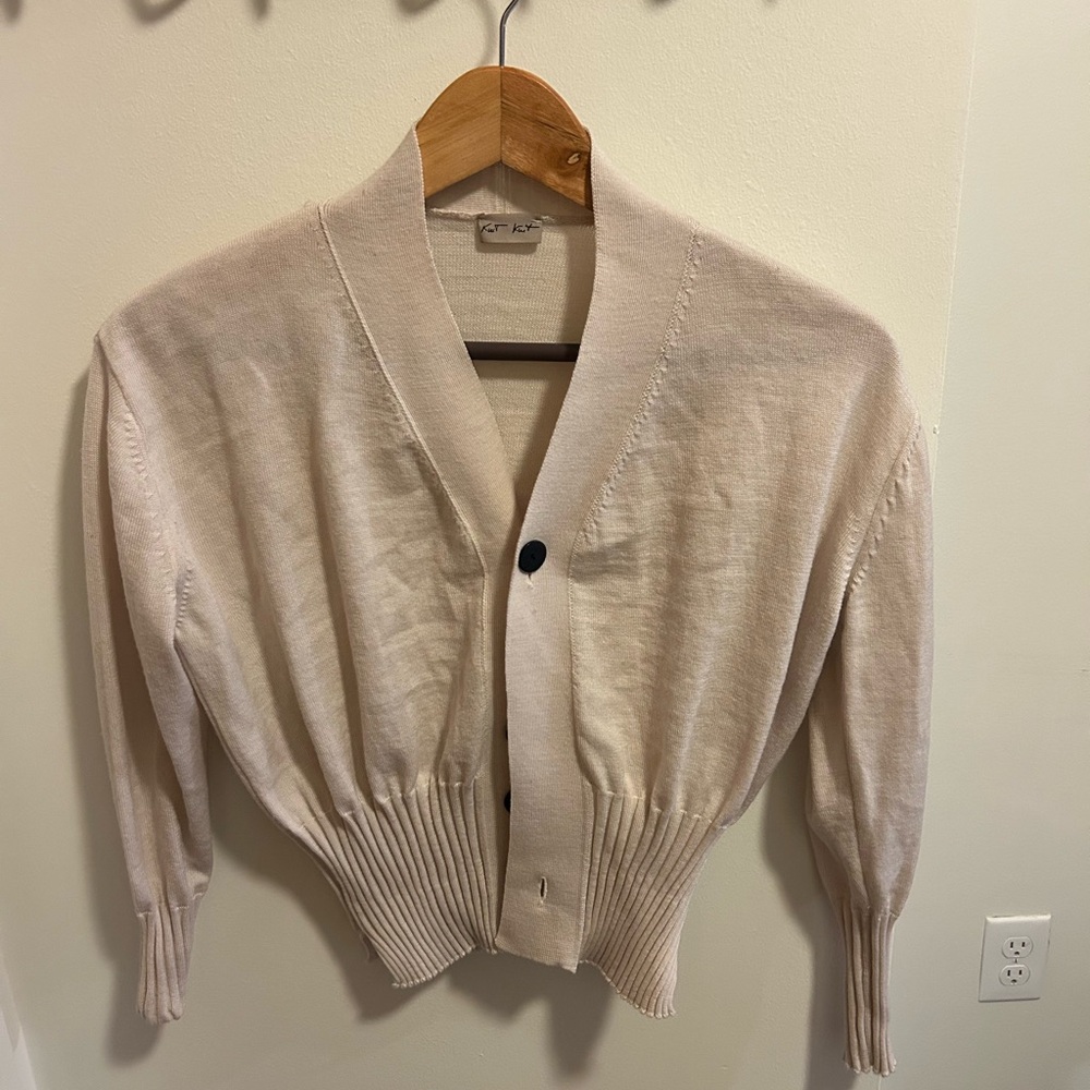 Cream Button-Up Cardigan Sweater